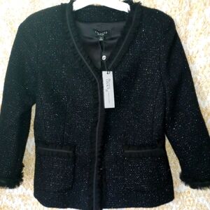 Talbots Gorgeous All Black jacket. Delicate handichef sleeving. Excellent qualit